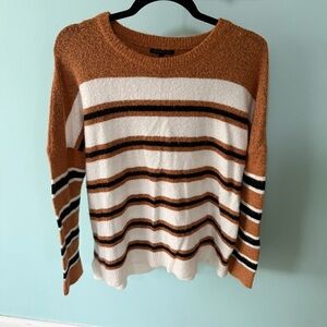 Staccato Women's Sweater in Brown, White, and Black Stripes